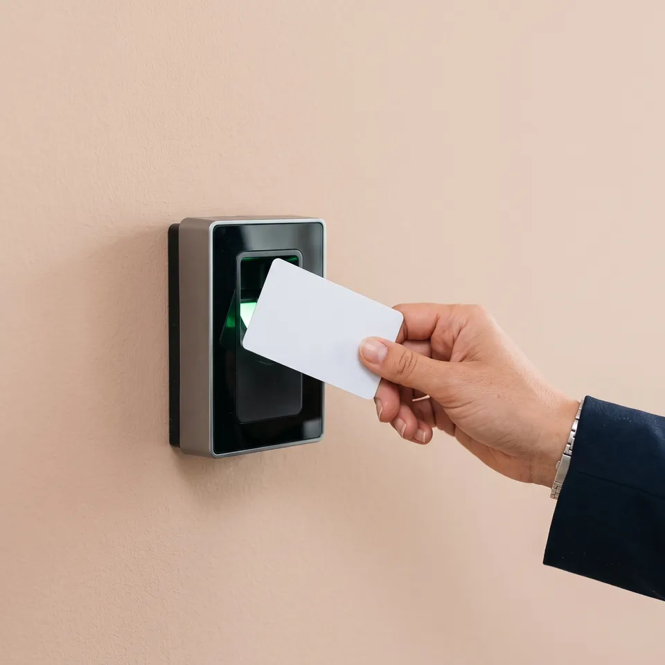 Access control reader at an entry door